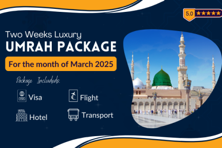 5 Star 2 Weeks Umrah Package from Manchester – March 2025