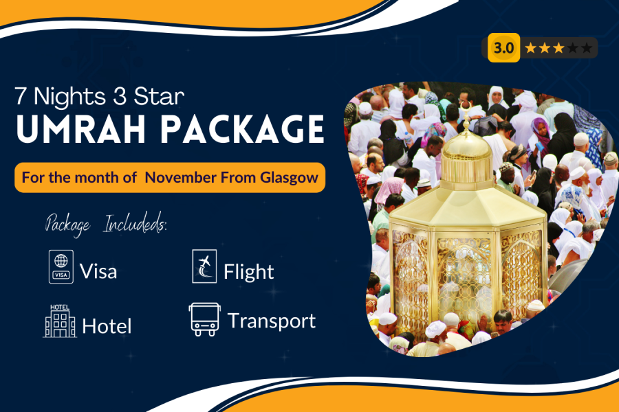 7 Nights 3 Star November Umrah Package From Glasgow