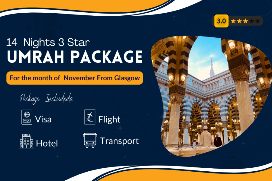 14 Nights 3 Star November Umrah Package From Glasgow