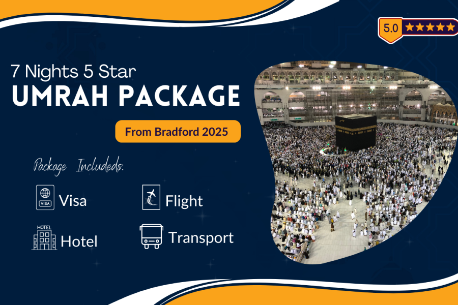 Luxury 7 Nights 5 Star Bradford Umrah Package in UK 2025