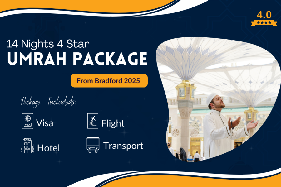 Luxury 14 Nights 4 Star Umrah Package Bradford UK in 2025