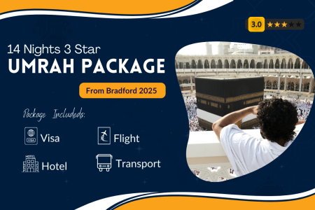 14-Night 3-Star Umrah Package from Bradford in 2025