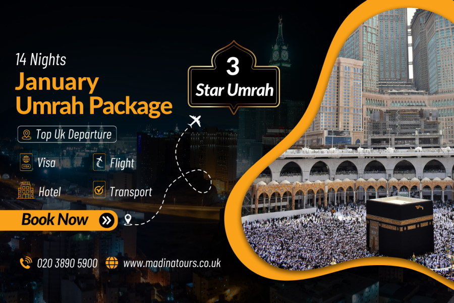 14 Nights 3 Star Umrah Packages January 2025