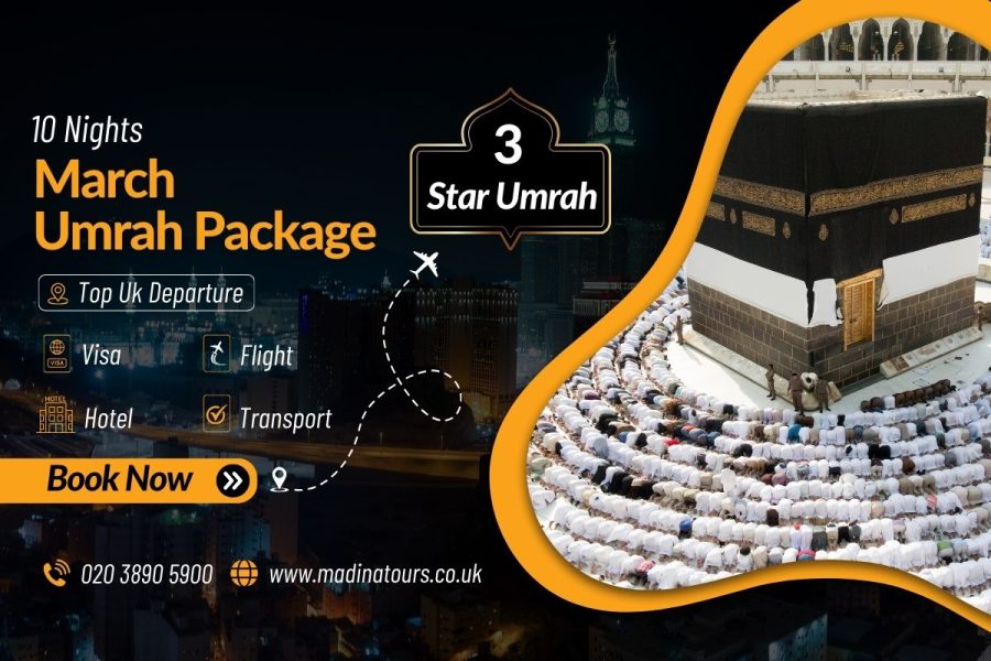 10 Nights 3 Star Umrah Package March 2025