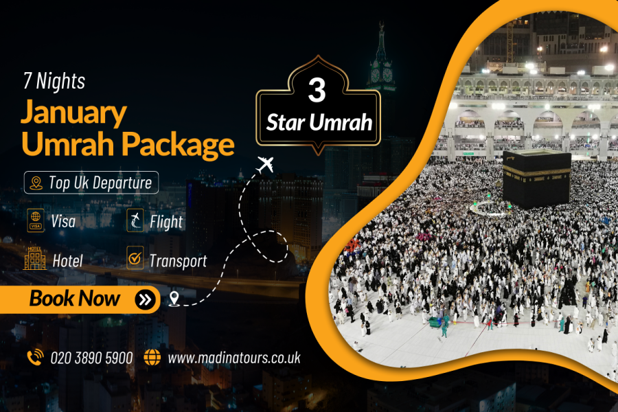 7 Nights 3 Star Umrah Packages January 2025